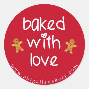 Sticker Rond Baked with Love - Gingerbread Men - Noël