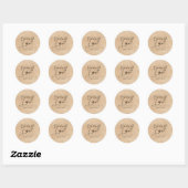 Sticker Rond Baked with Love Kraft Minimalist Elegant Script (Feuille)