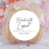 Sticker Rond Baked with Love Minimalist Elegant Script