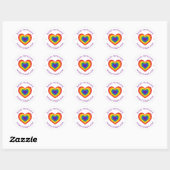 Sticker Rond Baked With Love Rainbow Heart Custom Website (Feuille)