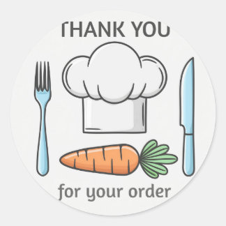 Sticker Rond Baker Casquette et Cutlery Merci
