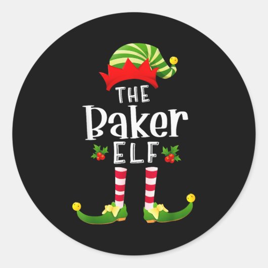 Sticker Rond Baker Christmas Elf Matching Pajama X-mas Party  (Devant)