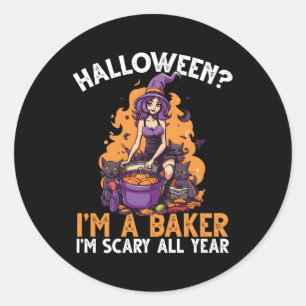 Sticker Rond Baker Halloween Bake Trick ou traitement de peur