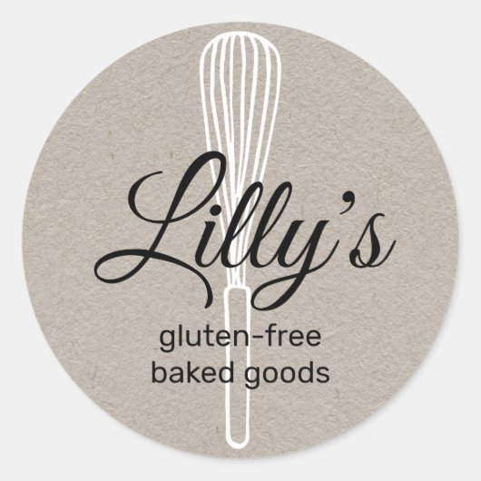 Sticker Rond Baker Whisk Bakery Carré Kraft Carte de visite (Devant)