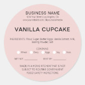 Sticker Rond Bakery Cake Home Licence alimentaire légale (Devant)