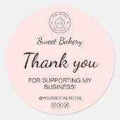 Sticker Rond Bakery Custom Logo Thank You Business (Devant)