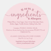 Sticker Rond Bakery Ingredient Allergen Minimalist Pink (Devant)