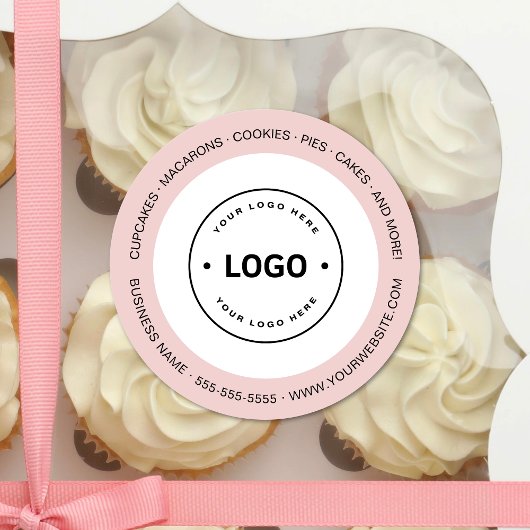 Sticker Rond Bakery Logo White and Pink