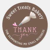 Sticker Rond Bakery Pastry Chef Coffee Brown Thank You (Devant)
