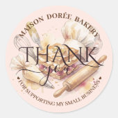 Sticker Rond Bakery Pastry Chef Gold Baking Catering Thank You (Devant)