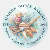 Sticker Rond Bakery Store Pastry Chef Dessert Sweets Cake Baker (Devant)