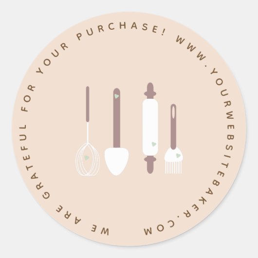 Sticker Rond Bakery Utensils Earthy Tone Baker Business (Devant)