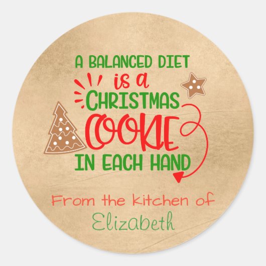 Sticker Rond Baking Cookie Holiday Kitchen Cadeau Balise Noël (Devant)