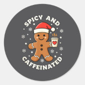 Sticker Rond Baking Scy And Caffeinated Gingerbread Coffee Chri (Devant)
