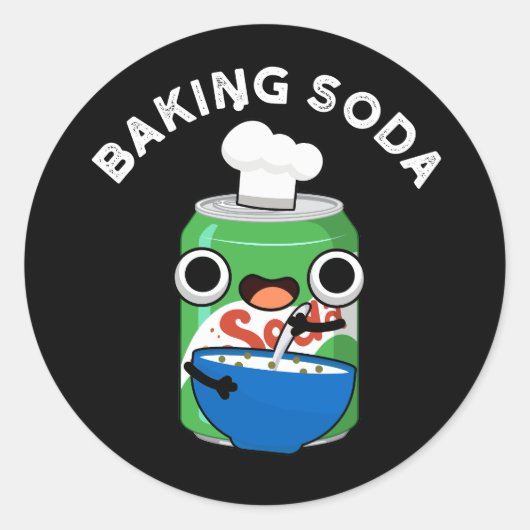 Sticker Rond Baking Soda Funny Soda Pop Pun Dark BG (Devant)