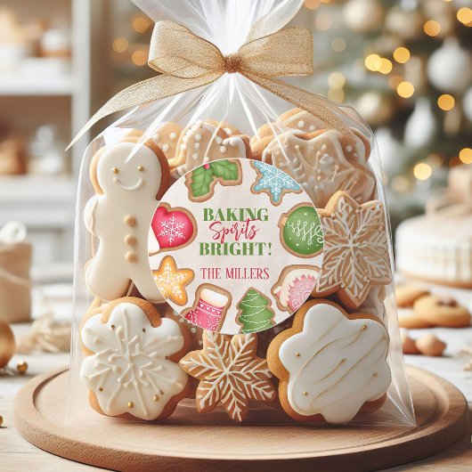Sticker Rond Baking Spirits Bright Biscuit de Noël
