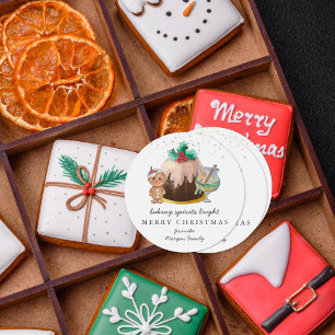 Sticker Rond Baking Spirits Bright Fêtes de Noël