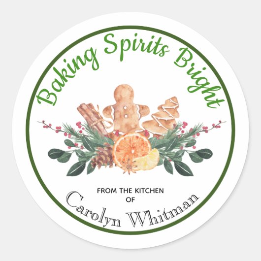 Sticker Rond Baking Spirits Bright Food Don "from Kitchen of" (Devant)