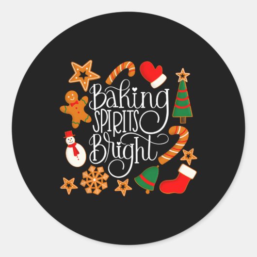 Sticker Rond Baking Spirits Bright Gingerbread Cookies Dark (Devant)