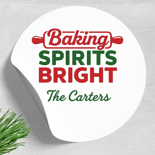 Sticker Rond Baking Spirits Bright Holiday