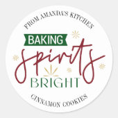 Sticker Rond Baking Spirits Bright Holiday Home Baked Cookies (Devant)