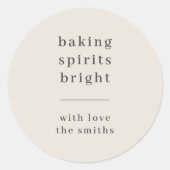 Sticker Rond Baking Spirits | Christmas Neutral Natural (Devant)
