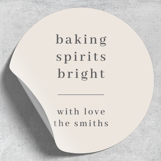Sticker Rond Baking Spirits | Christmas Neutral Natural