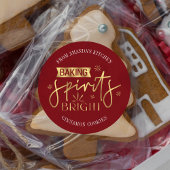 Sticker Rond Baking Spiritueux Bright Red & Gold Christmas Baki