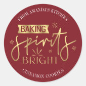 Sticker Rond Baking Spiritueux Bright Red & Gold Christmas Baki (Devant)