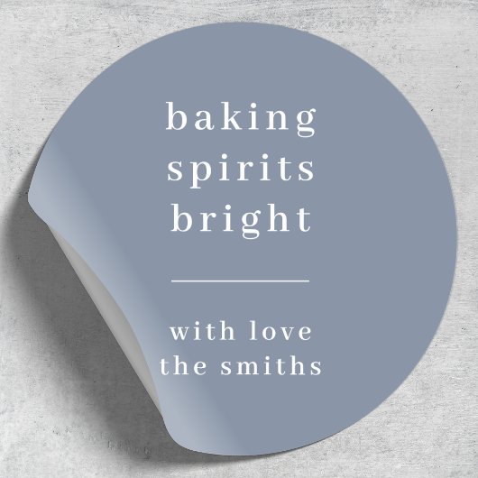 Sticker Rond Baking Spiritueux | Gris bleu simple minimal