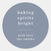Sticker Rond Baking Spiritueux | Gris bleu simple minimal (Devant)