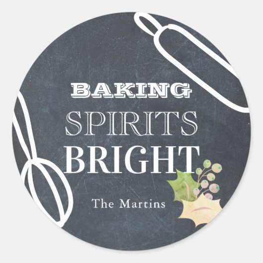 Sticker Rond Baking Springs Bright Holiday Chalkboard (Devant)