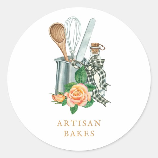 Sticker Rond Baking Utensils Bakery Baker (Devant)
