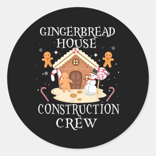 Sticker Rond Baking Xmas Gingpain Maison Construction Crew De (Devant)