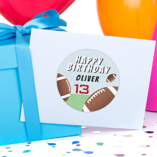 Sticker Rond Bal De Football Américain Heureux Anniversaire