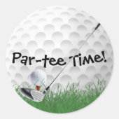 Sticker Rond Bal De Golf Avec Tee En Herbe (Devant)