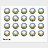 Sticker Rond Bal de golf blanc anniversaire sur Red Tee (Feuille)
