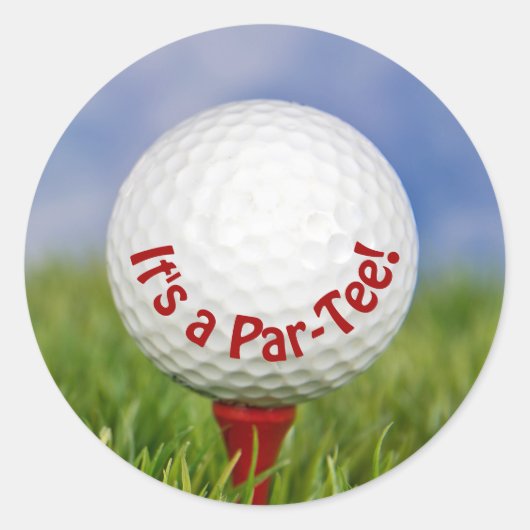 Sticker Rond Bal de golf blanc anniversaire sur Red Tee (Devant)