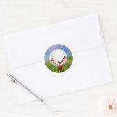 Sticker Rond Bal de golf blanc anniversaire sur Red Tee (Enveloppe)