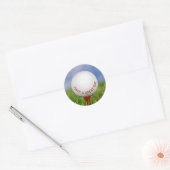 Sticker Rond Bal de golf blanc sur Red Tee (Enveloppe)