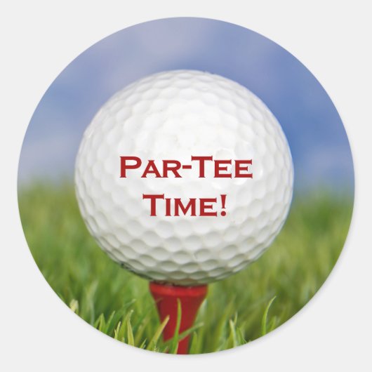 Sticker Rond Bal de golf blanc sur Red Tee (Devant)