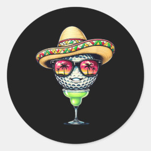 Sticker Rond Bal De Golf Cinco De Mayo Avec Sombrero Margarita