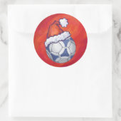Sticker Rond Bal de soccer bleu et blanc sur rouge (Sac)
