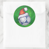 Sticker Rond Bal de soccer bleu et blanc sur vert (Sac)