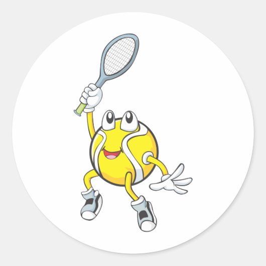 Sticker Rond Bal de Tennis cool tenant Racquet (Devant)