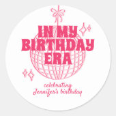 Sticker Rond Bal Disco Rose Retro Dans Mon Anniversaire Fête (Devant)