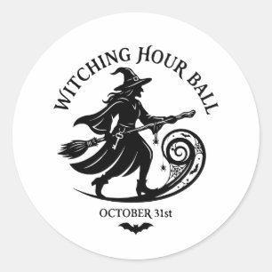 Sticker Rond Bal sorcier de l'heure de la sorcellerie Halloween