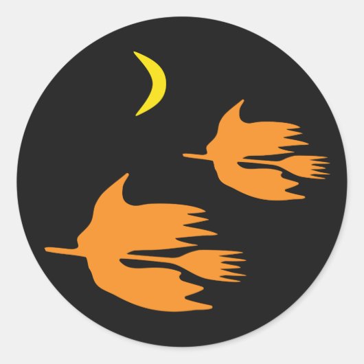 Sticker Rond Balade nocturne - Halloween Witch Image. (Devant)