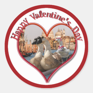 Sticker Rond Balade romantique en gondole pour la Saint-Valenti