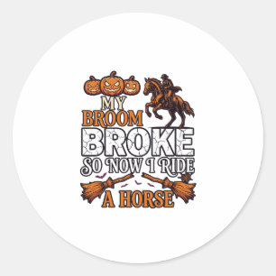 Sticker Rond Balai Cassa Cheval de Monture Citrouille Cowboy Ch